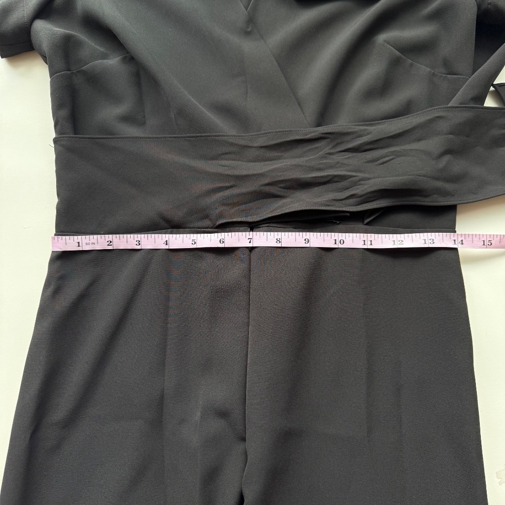 Nicole Miller Womens Collection Black Wrap Front Short Sleeve Jumpsuit 4 - Picture 11 of 14